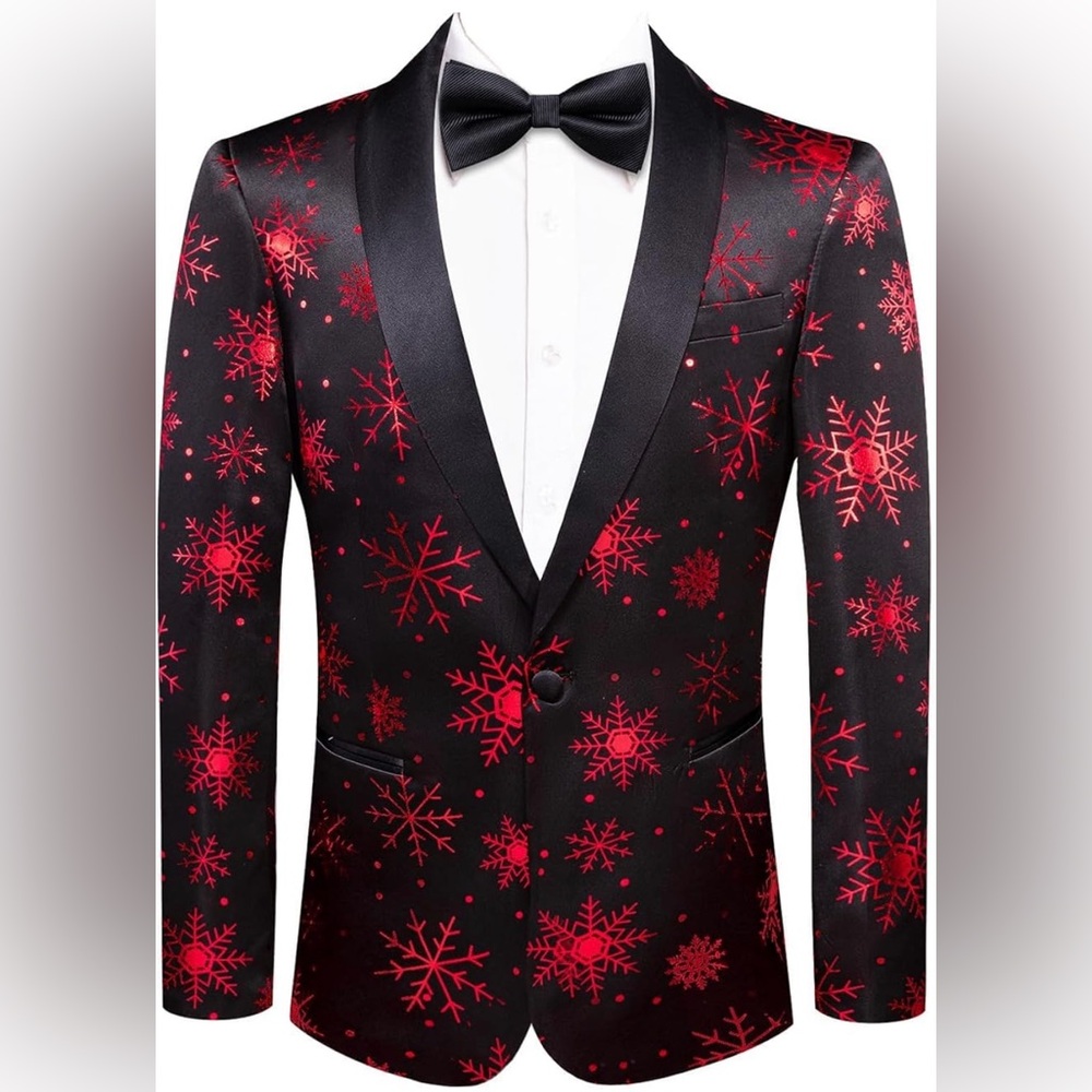 Hi-Tie - Men's- Snowflake - One Button Blazer